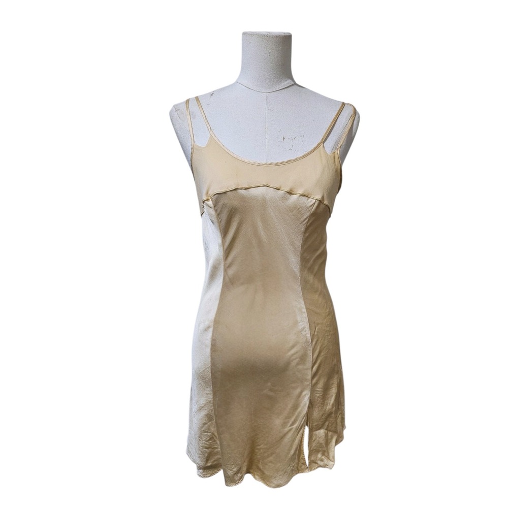 Victoria's Secret 100% Silk Slip Dress Light Yellow/Gold Vintage Small